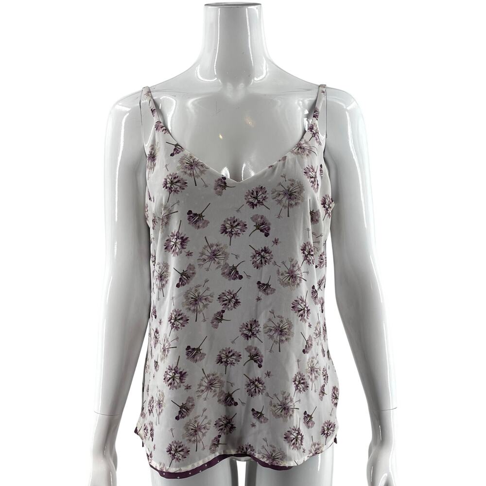 WHBM Reversible Tank Top Size Medium White Purple Floral Polka Dot Cami